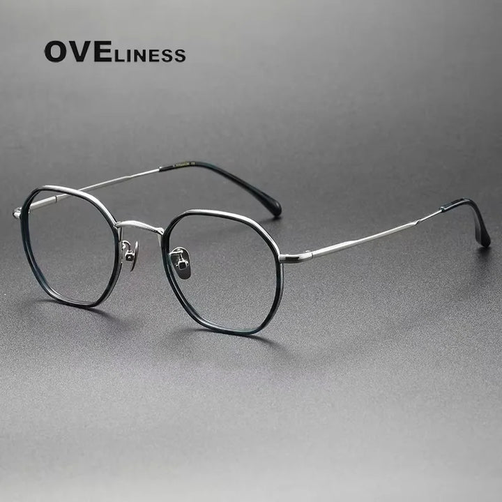 Oveliness Women's Full Rim Polygon Oval Acetate Titanium Eyeglasses 28502