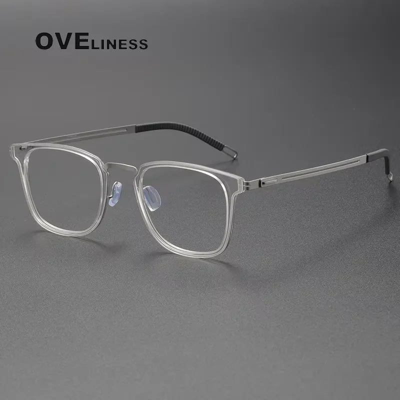 Oveliness Women's Full Rim Square Acetate Titanium Eyeglasses 82028