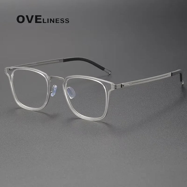 Oveliness Women's Full Rim Square Acetate Titanium Eyeglasses 82028