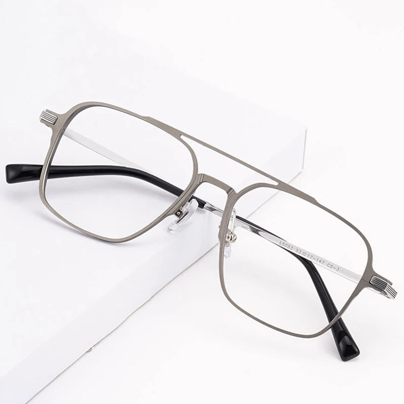 Handoer Unisex Full Rim Square Double Bridge Al Mg Alloy Eyeglasses 85053