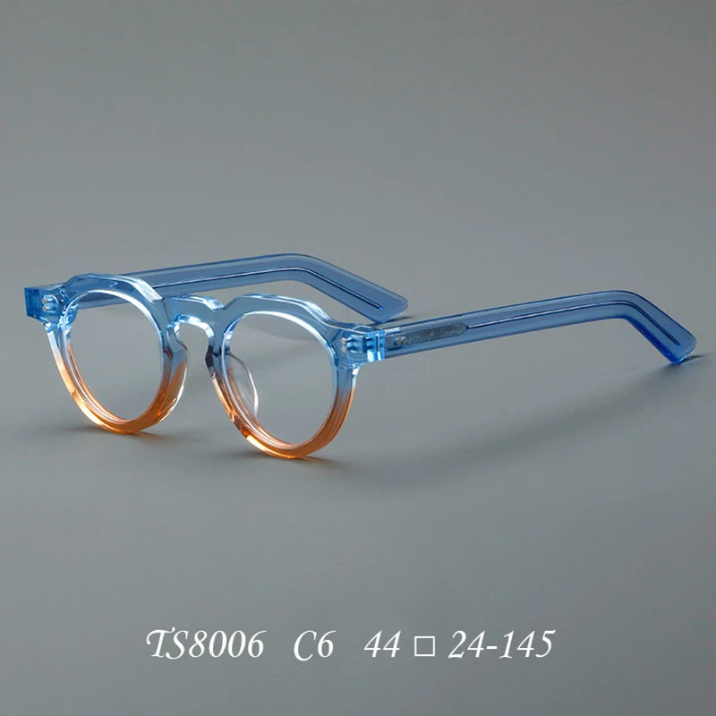 Nobler Unisex Full Rim Flat Top Round Thick Acetate Eyeglasses 8006 Full Rim Nobler C6