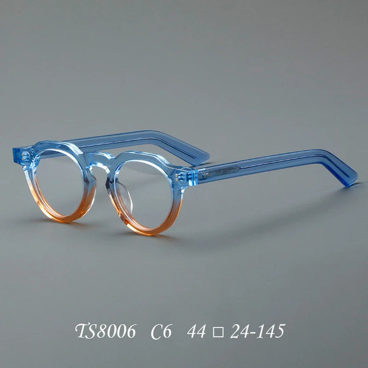 Nobler Unisex Full Rim Flat Top Round Thick Acetate Eyeglasses 8006 Full Rim Nobler C6