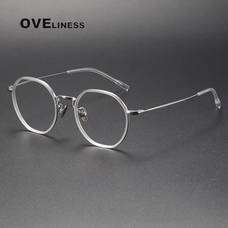 Oveliness Women's Full Rim Flat Top Oval Acetate Titanium Eyeglasses 48514