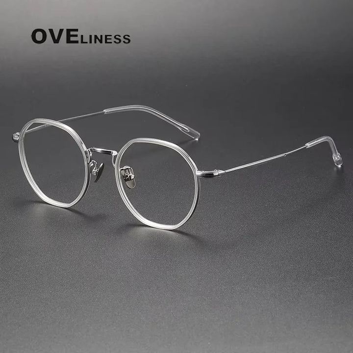 Oveliness Women's Full Rim Flat Top Oval Acetate Titanium Eyeglasses 48514