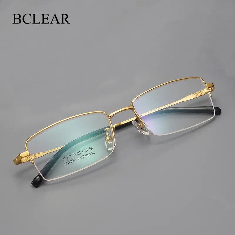 Bclear Men's Semi Rim Square Titanium Eyeglasses Lb7832 Semi Rim Bclear   