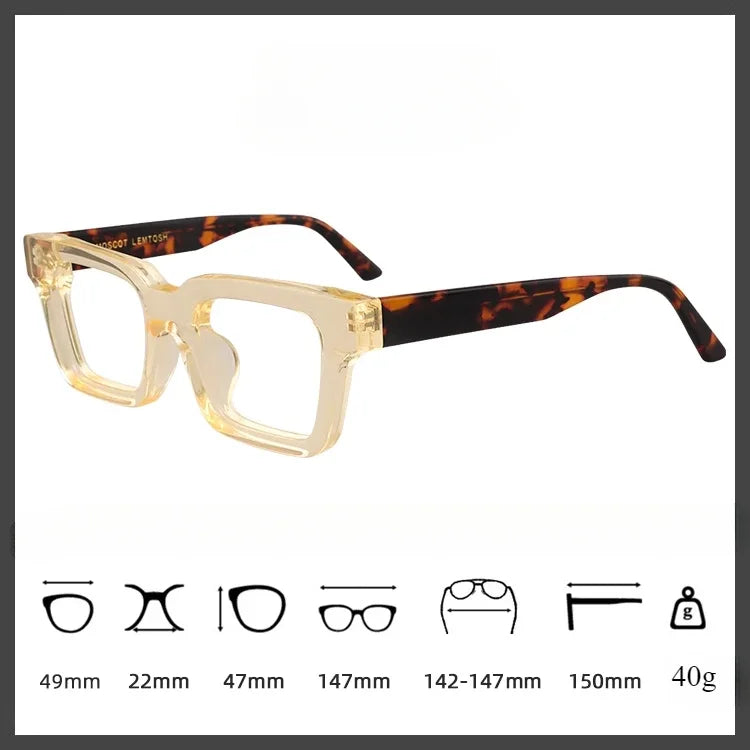 Hewei Unisex Full Rim Square Brow Line Thick Acetate Eyeglasses 34111
