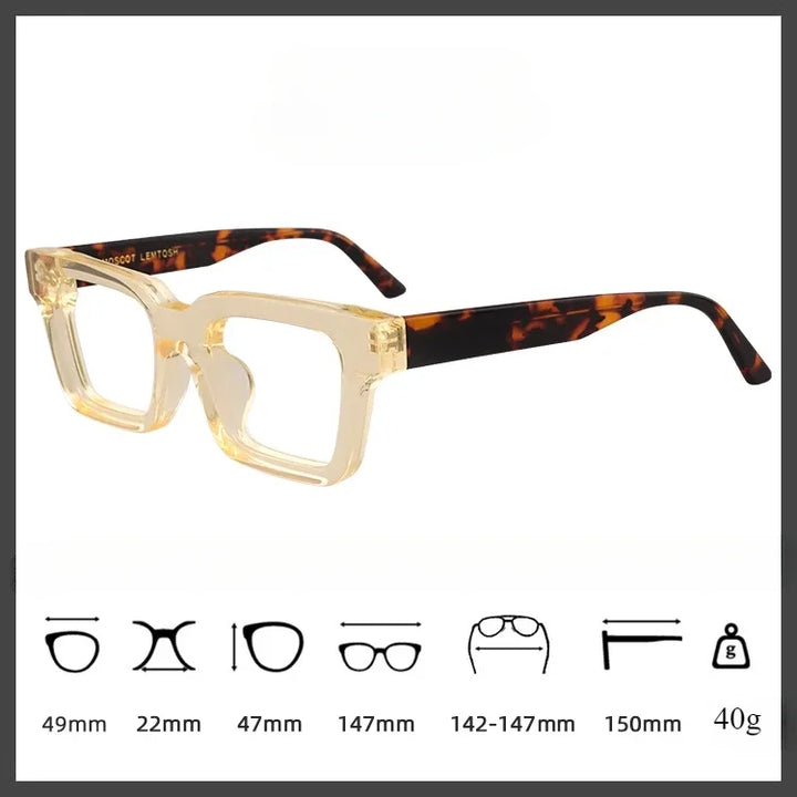Hewei Unisex Full Rim Square Brow Line Thick Acetate Eyeglasses 34111