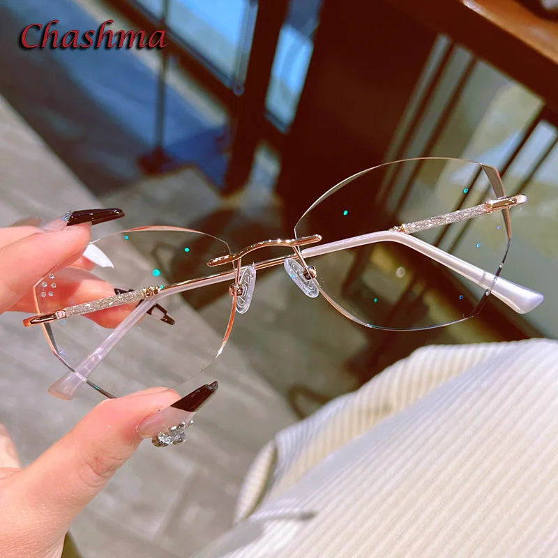 Chashma Ochki Women's Rimless Oval Titanium Eyeglasses 88606 Rimless Chashma Ochki   