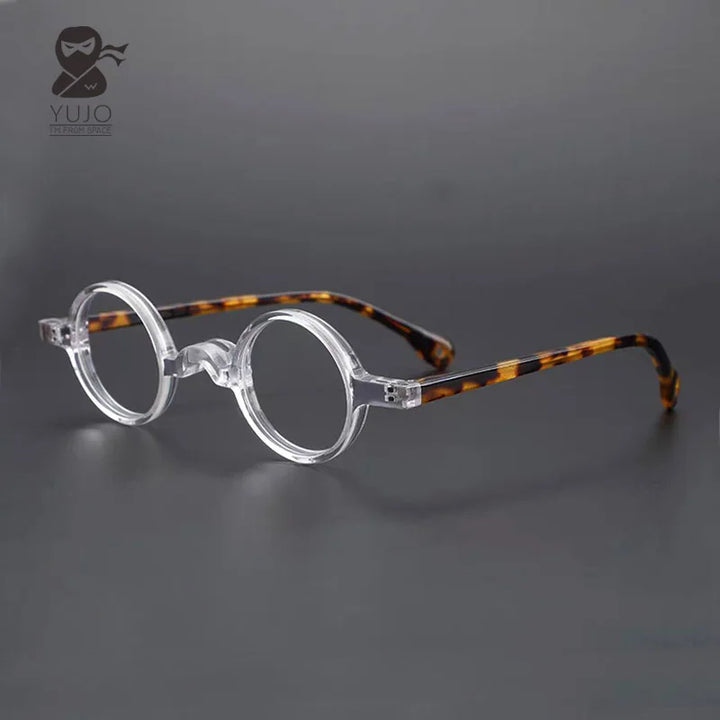 Yujo Unisex Full Rim Small Round Acetate Fiber Eyeglasses 3134 Full Rim Yujo