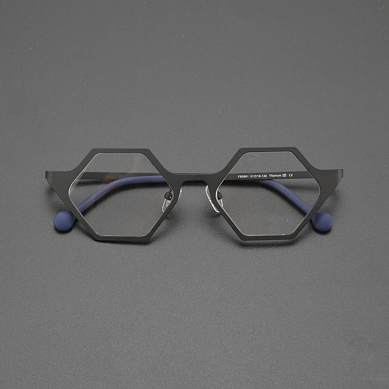 Nobler Women's Full Rim Polygon Cat Eye Titanium Eyeglasses 185881 Full Rim Nobler C6