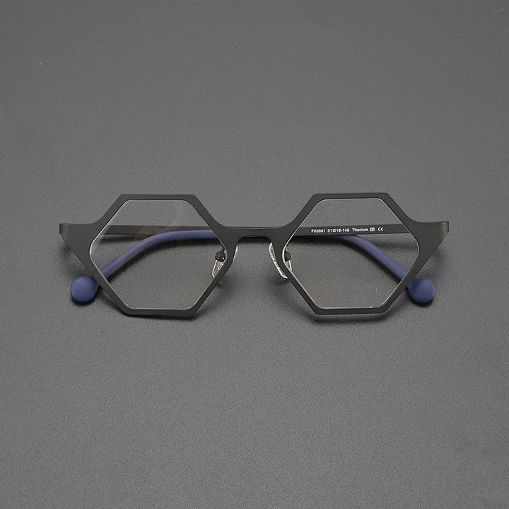 Nobler Women's Full Rim Polygon Cat Eye Titanium Eyeglasses 185881 Full Rim Nobler C6