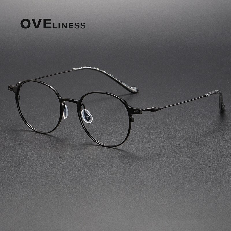 Oveliness Unisex Full Rim Round Titanium Eyeglasses 8202315 Full Rim Oveliness black
