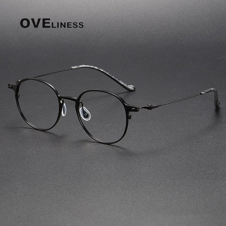 Oveliness Unisex Full Rim Round Titanium Eyeglasses 8202315 Full Rim Oveliness black