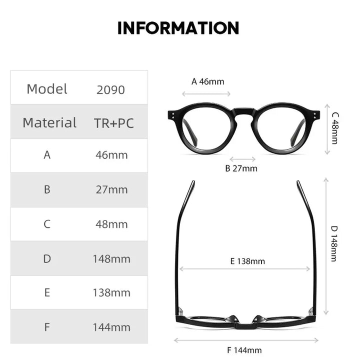 Kocolior Unisex Full Rim Small Round Acetate Eyeglasses Xk2090 Full Rim Kocolior