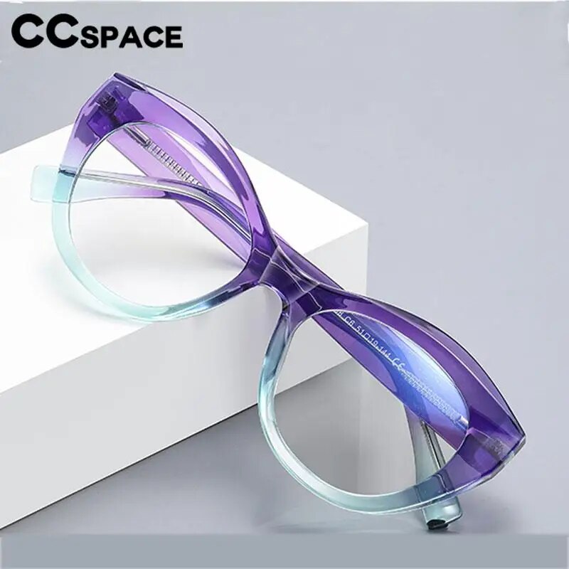 CCspace Unisex Full Rim Cat Eye Tr 90 Titanium Eyeglasses 57035 Full Rim CCspace