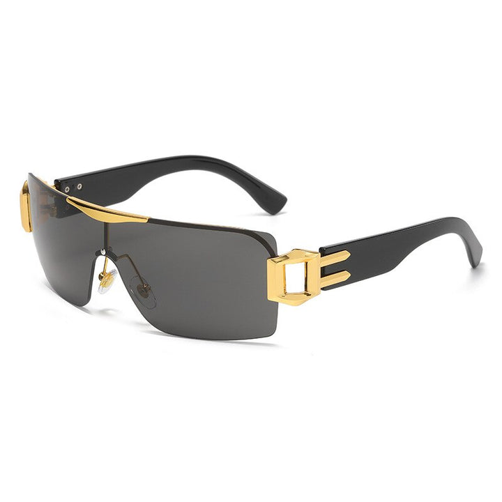 CCSpace Unisex Rimless Oversized Square Tr 90 One Lens UV400 Sunglasses 56326 Sunglasses CCspace Sunglasses C1GoldBlack  