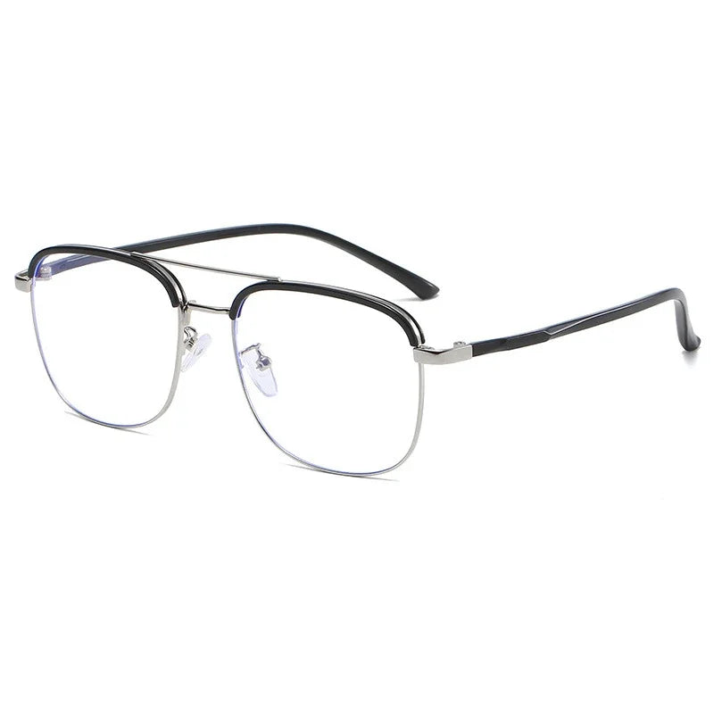 Handoer Unisex Full Rim Square Double Bridge Alloy Acetate Eyeglasses 28714