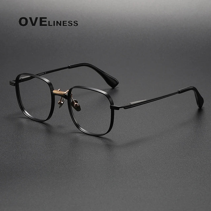 Oveliness Unisex Full Rim Square Titanium Eyeglasses D151 Full Rim Oveliness black gold