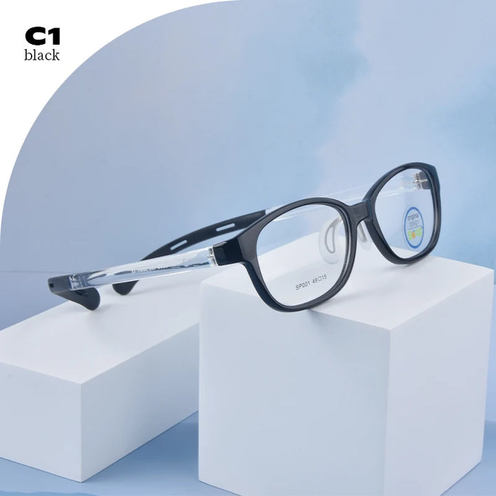 Secg Unisex Youth's Full Rim Square Tr 90 Silicone Eyeglasses 216001