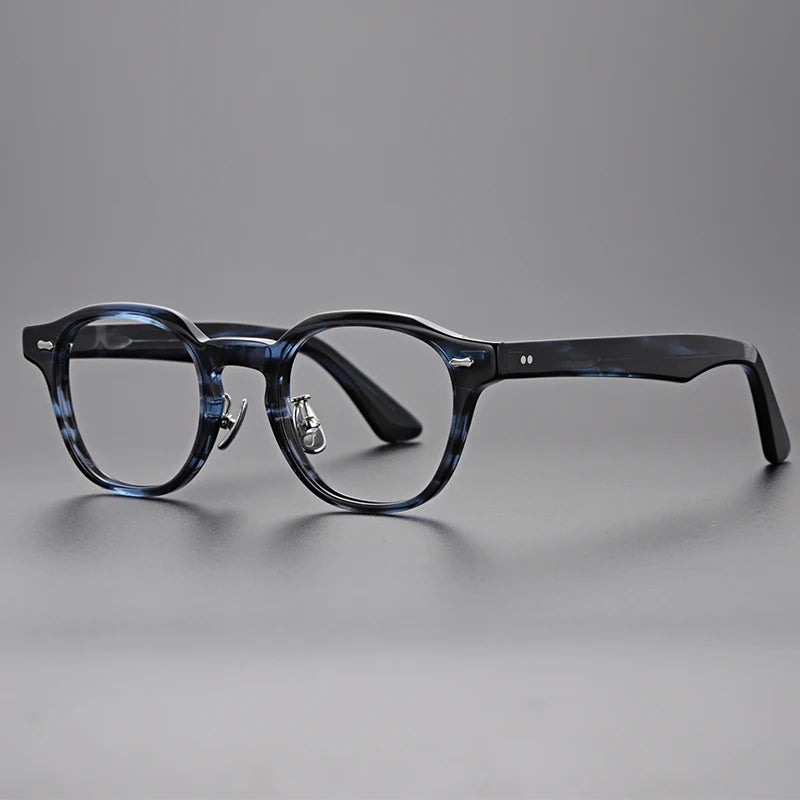 Hewei Unisex Full Rim Round Acetate Eyeglasses 0013 Full Rim Hewei blue  
