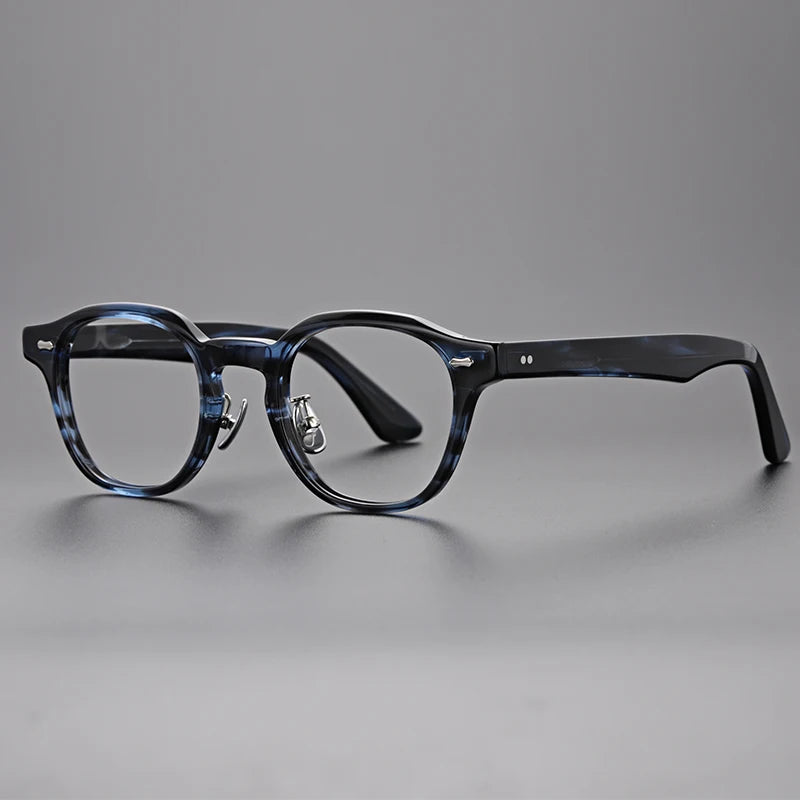 Hewei Unisex Full Rim Round Acetate Eyeglasses 0013 Full Rim Hewei blue
