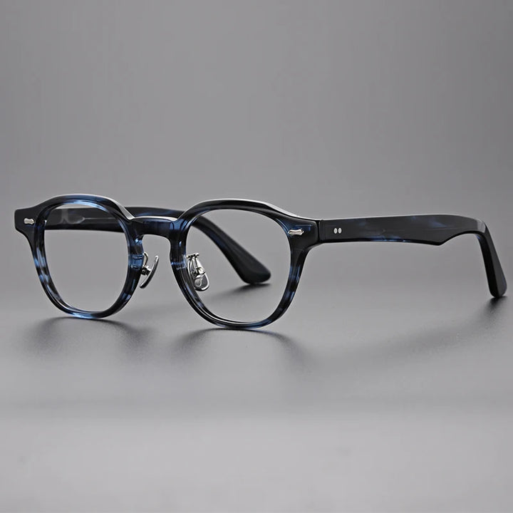 Hewei Unisex Full Rim Round Acetate Eyeglasses 0013 Full Rim Hewei blue