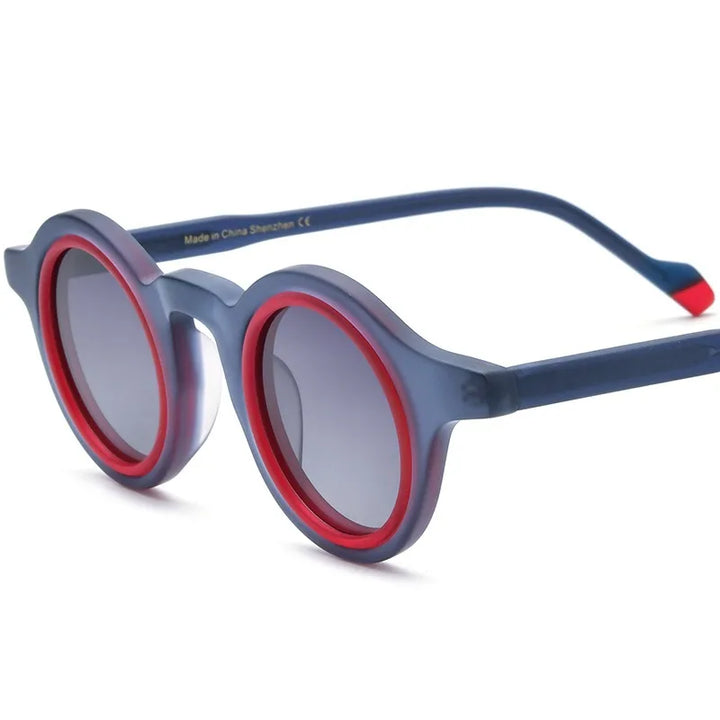 Nobler Women's Full Rim Round Frosted Acetate Polarized Sunglasses 9267 Sunglasses Nobler C5