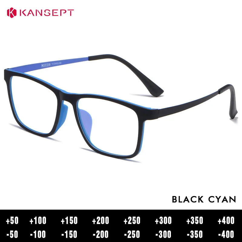 Kansept Men's Full Rim Square Tr 90 Titanium Reading Glasses 53068