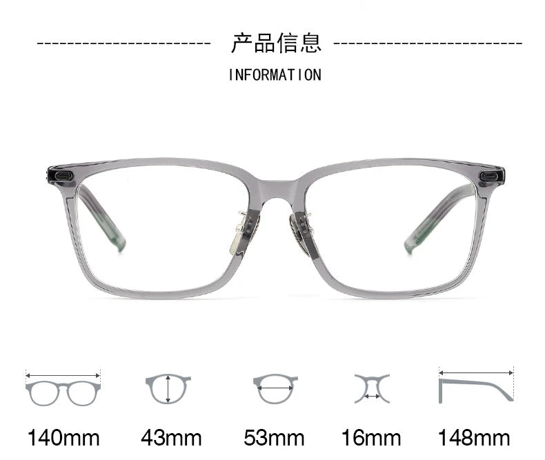 Black Mask Unisex Full Rim Square Acetate Titanium Eyeglasses Mm85 Full Rim Black Mask