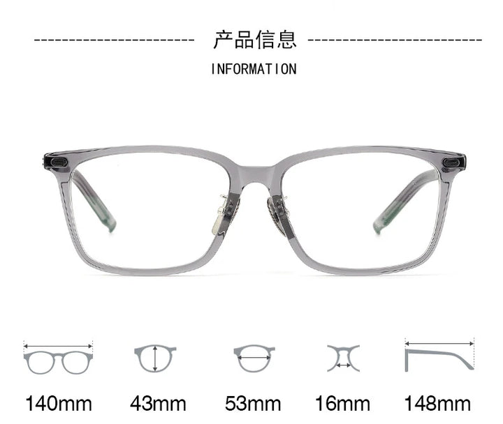 Black Mask Unisex Full Rim Square Acetate Titanium Eyeglasses Mm85 Full Rim Black Mask