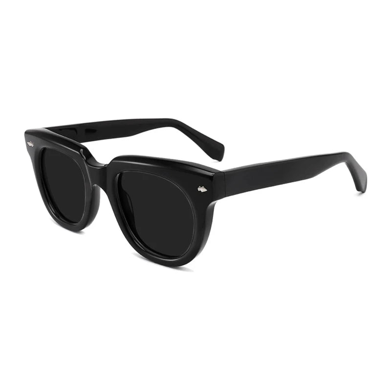 Gatenac Unisex Full Rim Square Acetate Polarized Sunglasses Mo17 Sunglasses Gatenac Black Gray