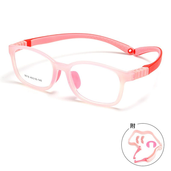 KatKani Unisex Children's Full Rim Round Square Tr 90 Eyeglasses 9018et Full Rim KatKani Eyeglasses Pink  