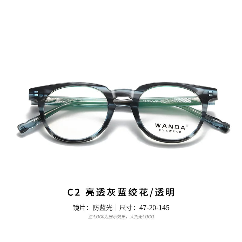 Reven Jate Women's Full Rim Round Tr 90 Alloy Eyeglasses 22245