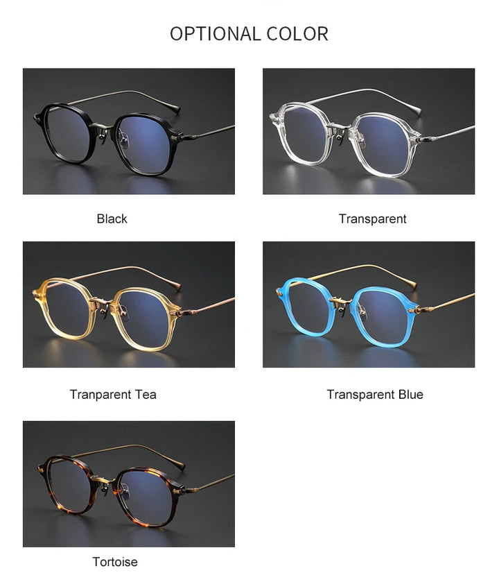 Aimee Unisex Full Rim Polygon Square Titanium Acetate Eyeglasses 11183 Full Rim Aimee