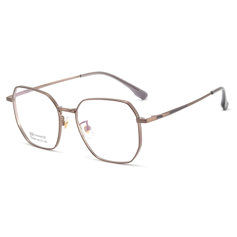 Bclear Unisex Full Rim Small Polygon Square Titanium Eyeglasses My6529 Full Rim Bclear Brown
