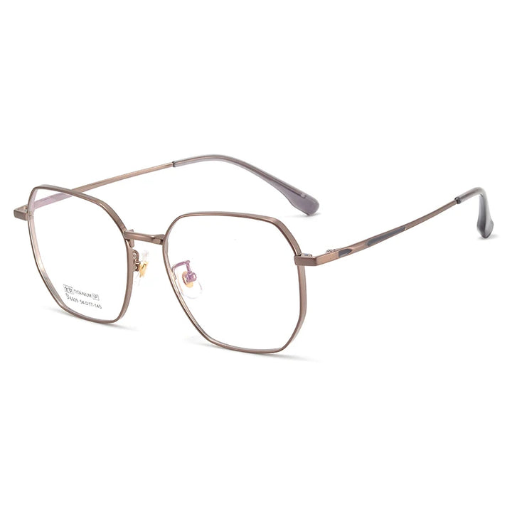 Bclear Unisex Full Rim Small Polygon Square Titanium Eyeglasses My6529 Full Rim Bclear Brown