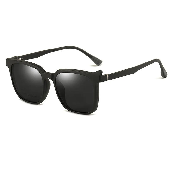 Kocolior Unisex Full Rim Square Acetate Eyeglasses Clip On Sunglasses CX10 With Clip Ons Kocolior Black Gray