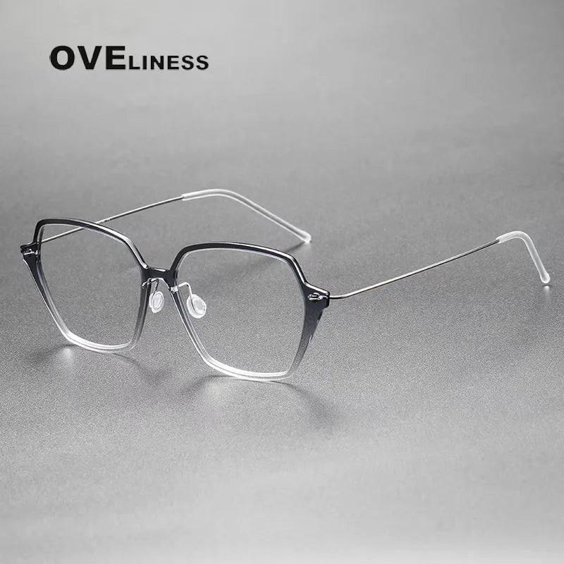 Oveliness Unisex Full Rim Square Acetate Titanium Eyeglasses 6621 Full Rim Oveliness gradient gray