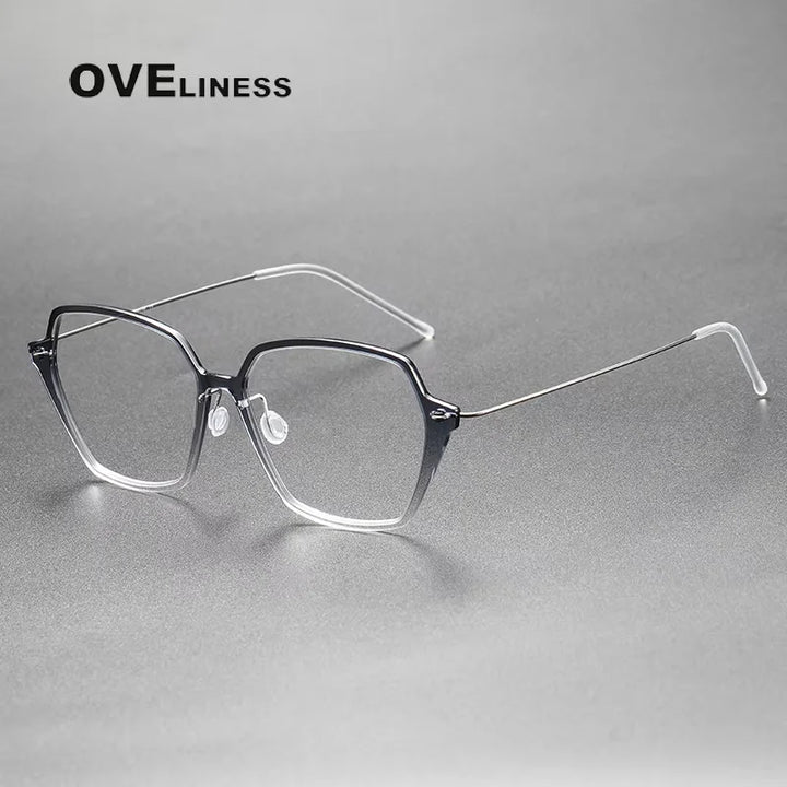 Oveliness Unisex Full Rim Square Acetate Titanium Eyeglasses 6621 Full Rim Oveliness gradient gray