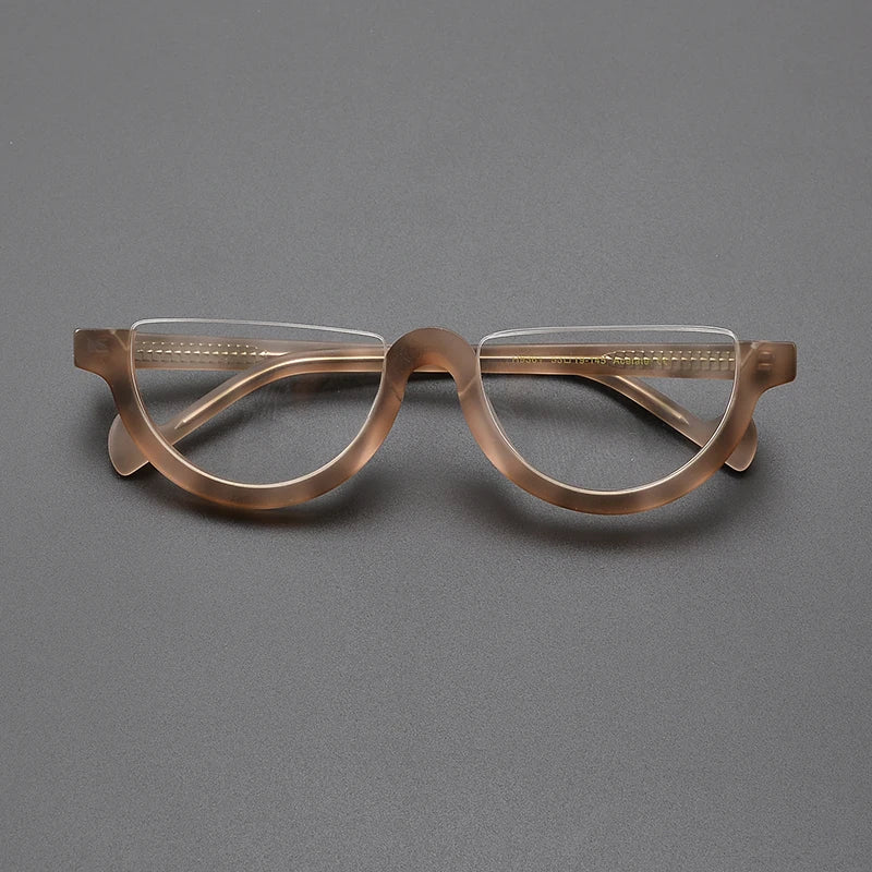 Nobler Unisex Semi Rim Bottom Round Frosted Acetate Eyeglasses 9361 Semi Rim Nobler C6