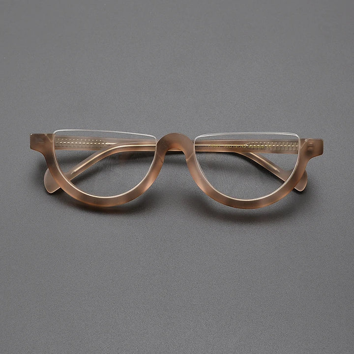 Nobler Unisex Semi Rim Bottom Round Frosted Acetate Eyeglasses 9361 Semi Rim Nobler C6
