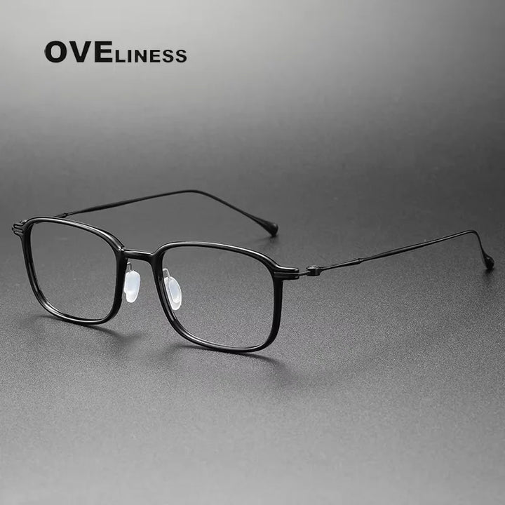 Oveliness Unisex Full Rim Square Acetate Titanium Eyeglasses 78644