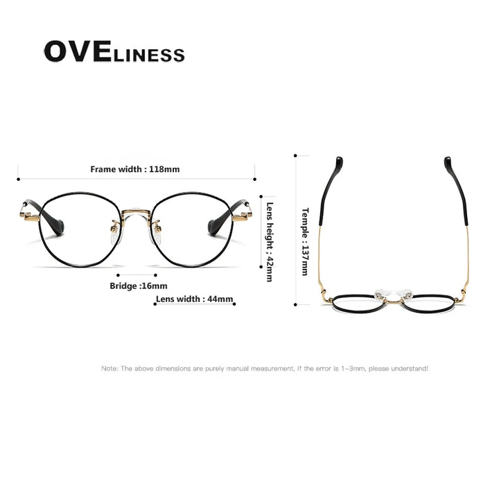 Oveliness Unisex Full Rim Round Titanium Eyeglasses 80950 Full Rim Oveliness