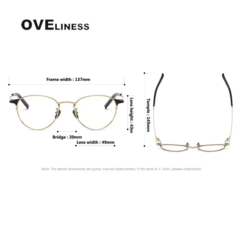 Oveliness Women's Full Rim Round Acetate Titanium Eyeglasses 20960