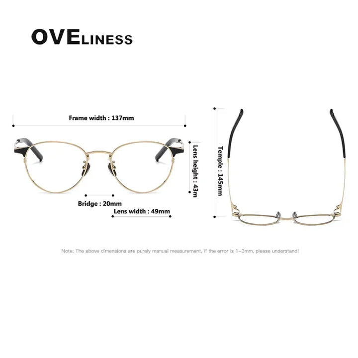 Oveliness Women's Full Rim Round Acetate Titanium Eyeglasses 20960