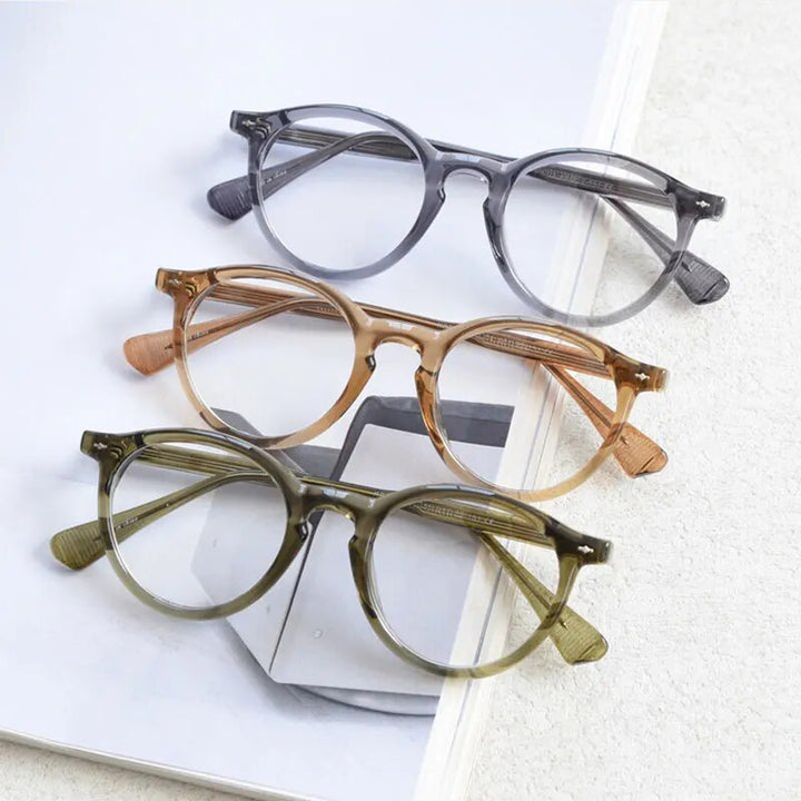CCspace Unisex Full Rim Round Tr 90 Titanium Eyeglasses 57022 Full Rim CCspace
