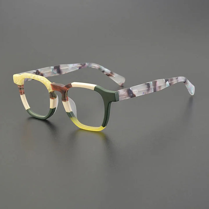 Nobler Unisex Full Rim Flat Top Square Frosted Acetate Eyeglasses 19358 Full Rim Nobler C1