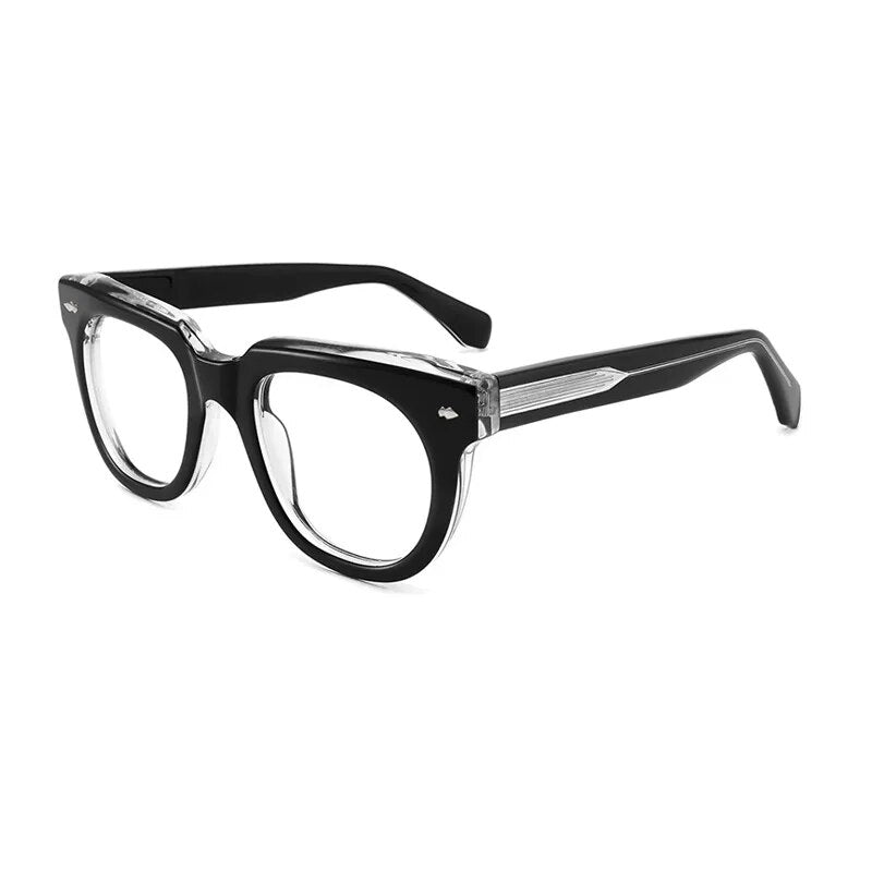 Gatenac Unisex Full Rim Square Acetate Eyeglasses Gxyj1134 Full Rim Gatenac Black Transparent