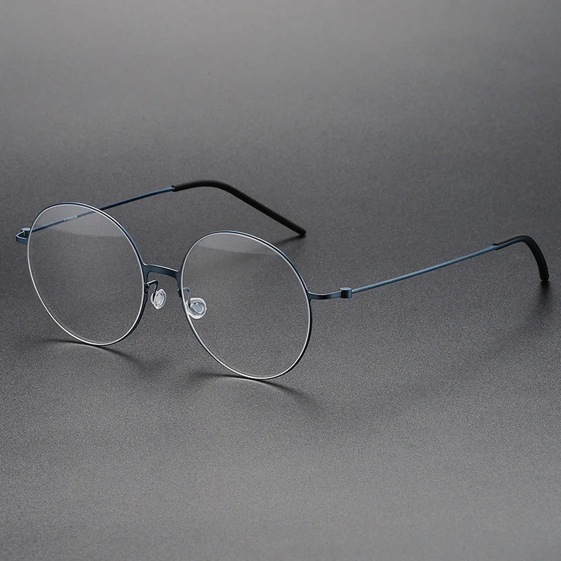 Black Mask Unisex Full Rim Round Screwless Titanium Eyeglasses 5516 Full Rim Black Mask Blue