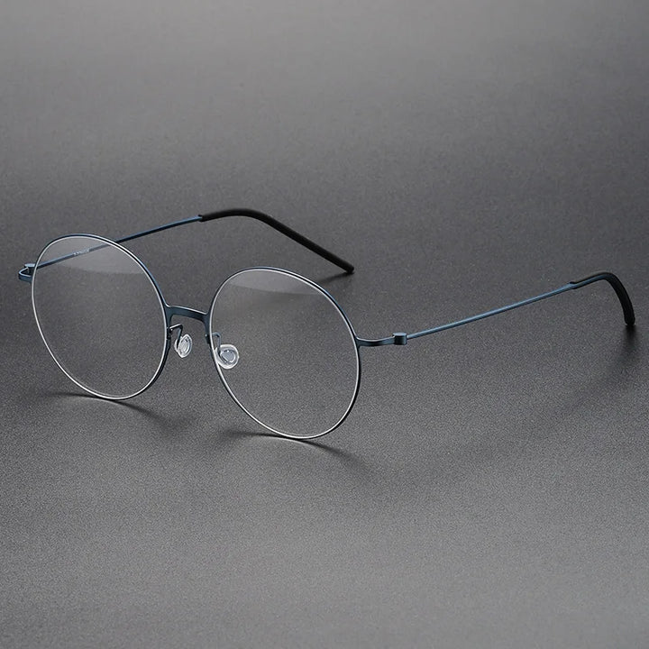 Black Mask Unisex Full Rim Round Screwless Titanium Eyeglasses 5516 Full Rim Black Mask Blue